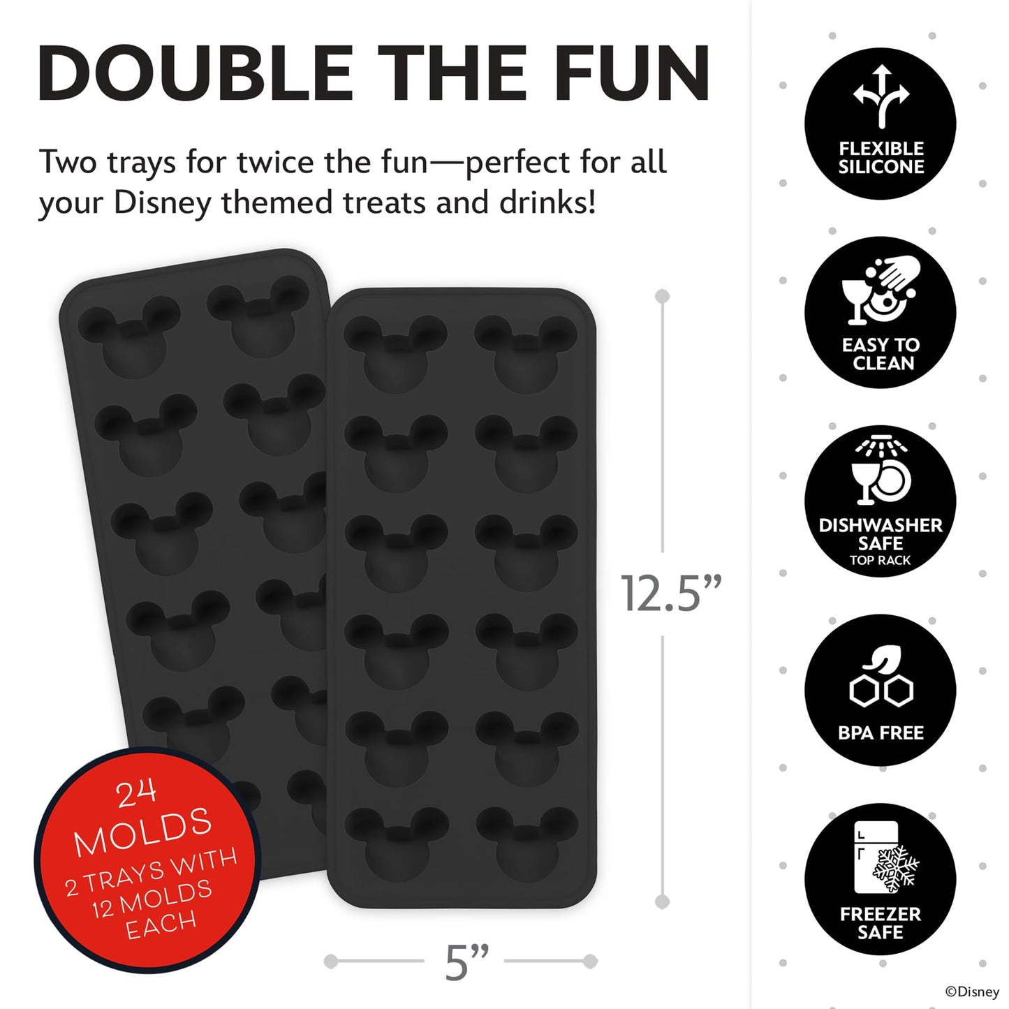 Disney Ice Cube Trays - Flexible Silicone, 2 Pack