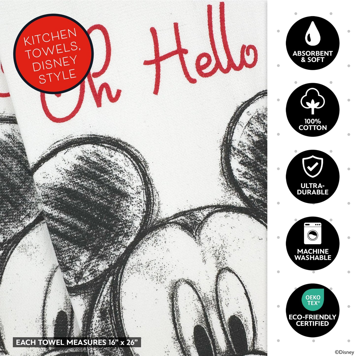 Disney Kitchen Towels & Mini Mitts Set - 4 Piece Bundle