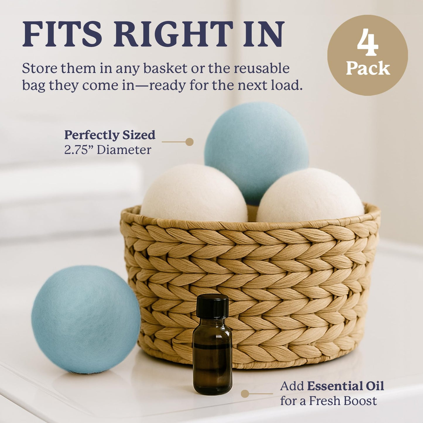 Farberware Wool Dryer Balls - 100% Wool, 4 Pack