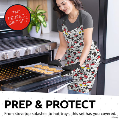 Disney Apron & Mini Oven Mitts Set - 3 Piece Kitchen Bundle