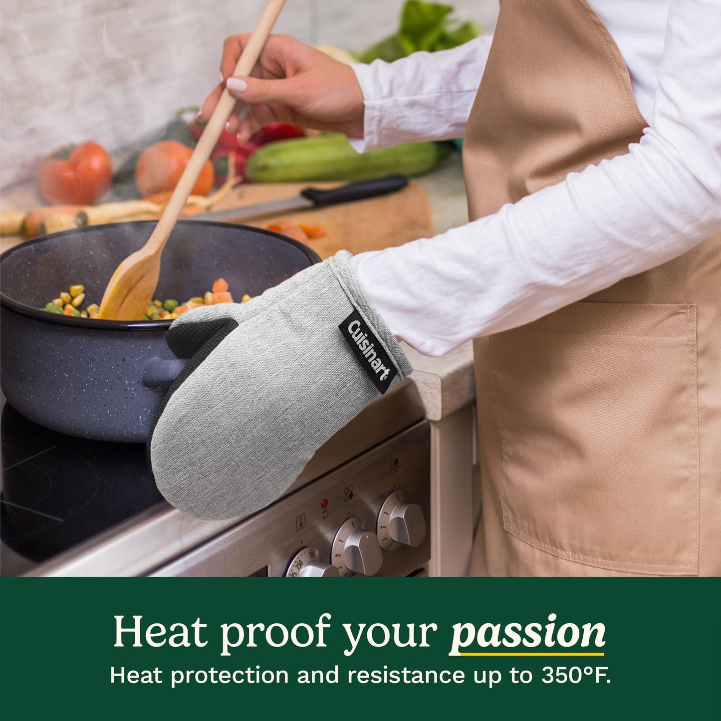 Cuisinart Chambray Mini Oven Mitts - Neoprene Grip, 2 Pack