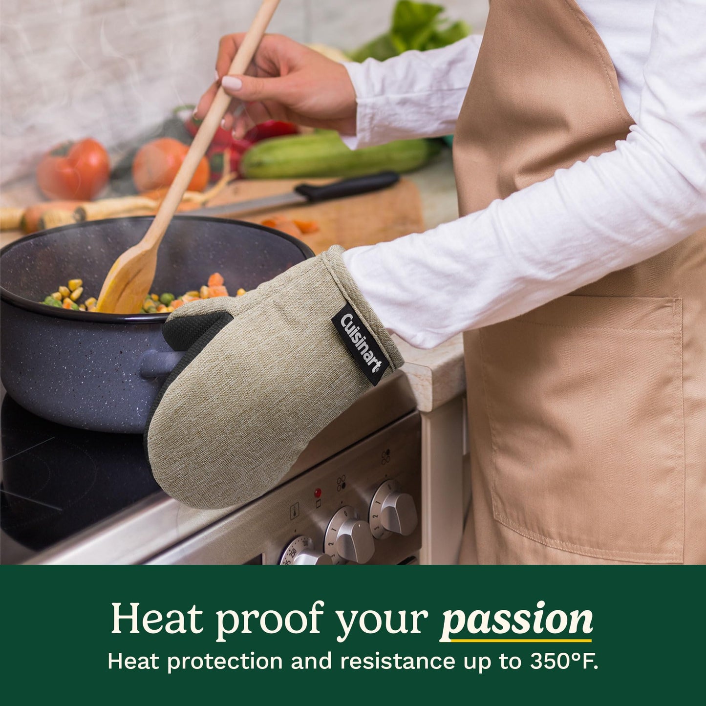 Cuisinart Chambray Mini Oven Mitts - Neoprene Grip, 2 Pack