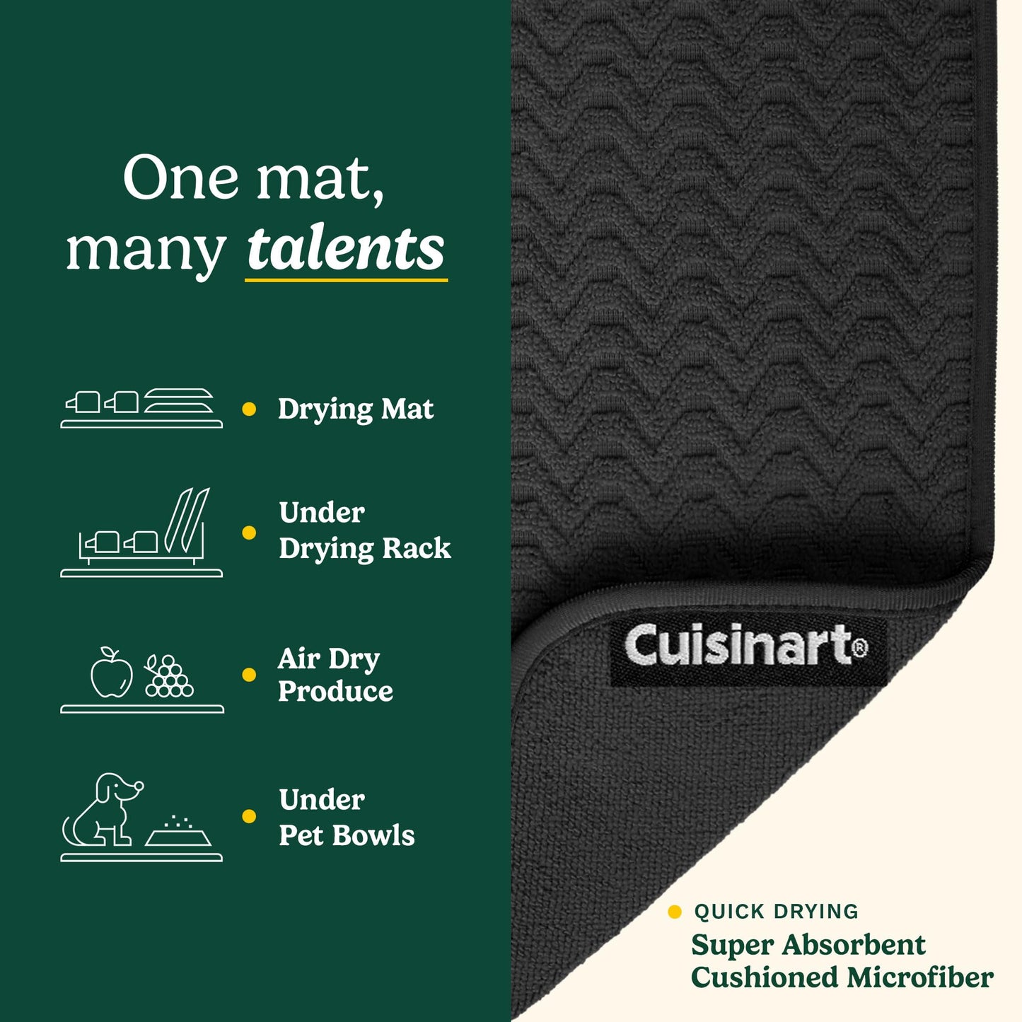 Cuisinart XL Dish Drying Mats - Ultra Absorbent, 2 Pack