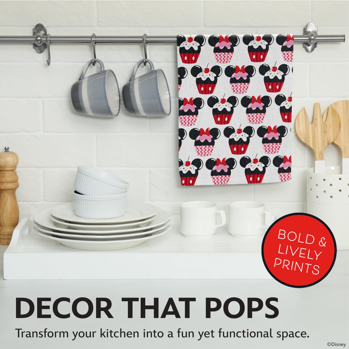 Disney Kitchen Towels - 100% Cotton, 2 Pack