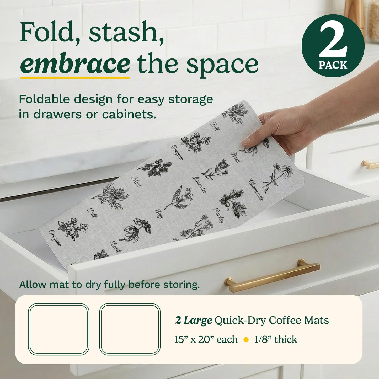 Cuisinart Coffee Bar Mat - Quick-Dry Absorbent, 2 Pack