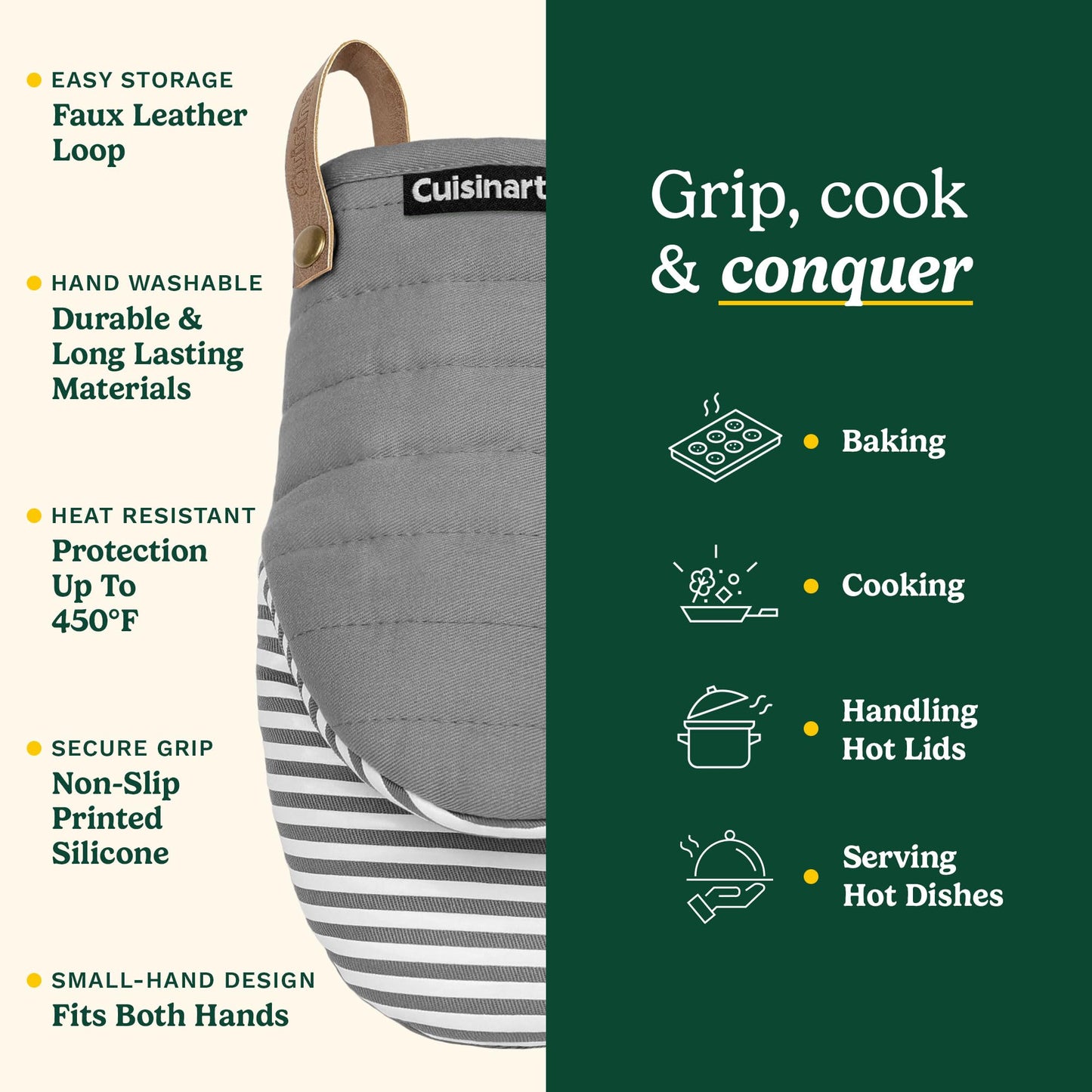 Cuisinart Horizon Mini Oven Mitts - Silicone Grip, 2 Pack