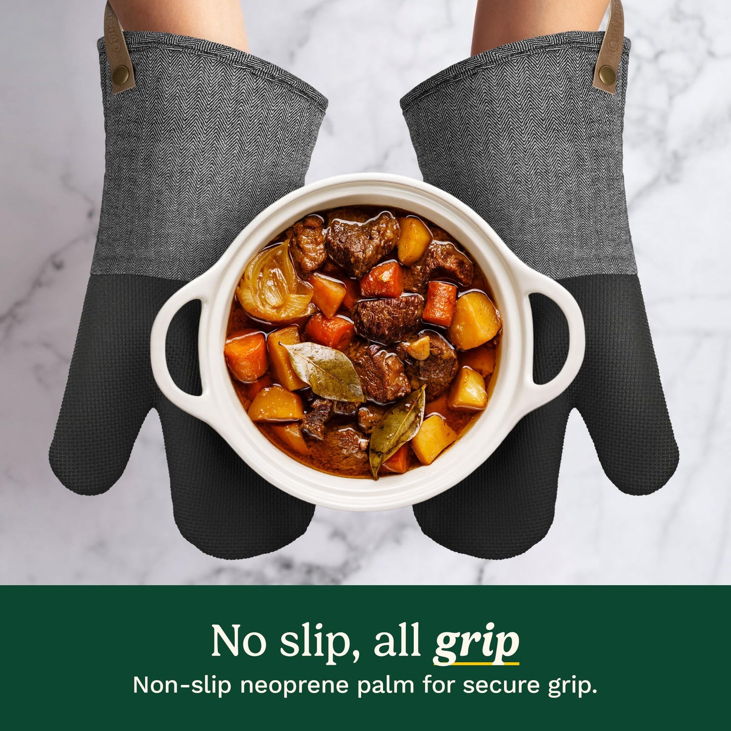 Cuisinart Chambray Oven Mitts - Neoprene Grip, 2 Pack