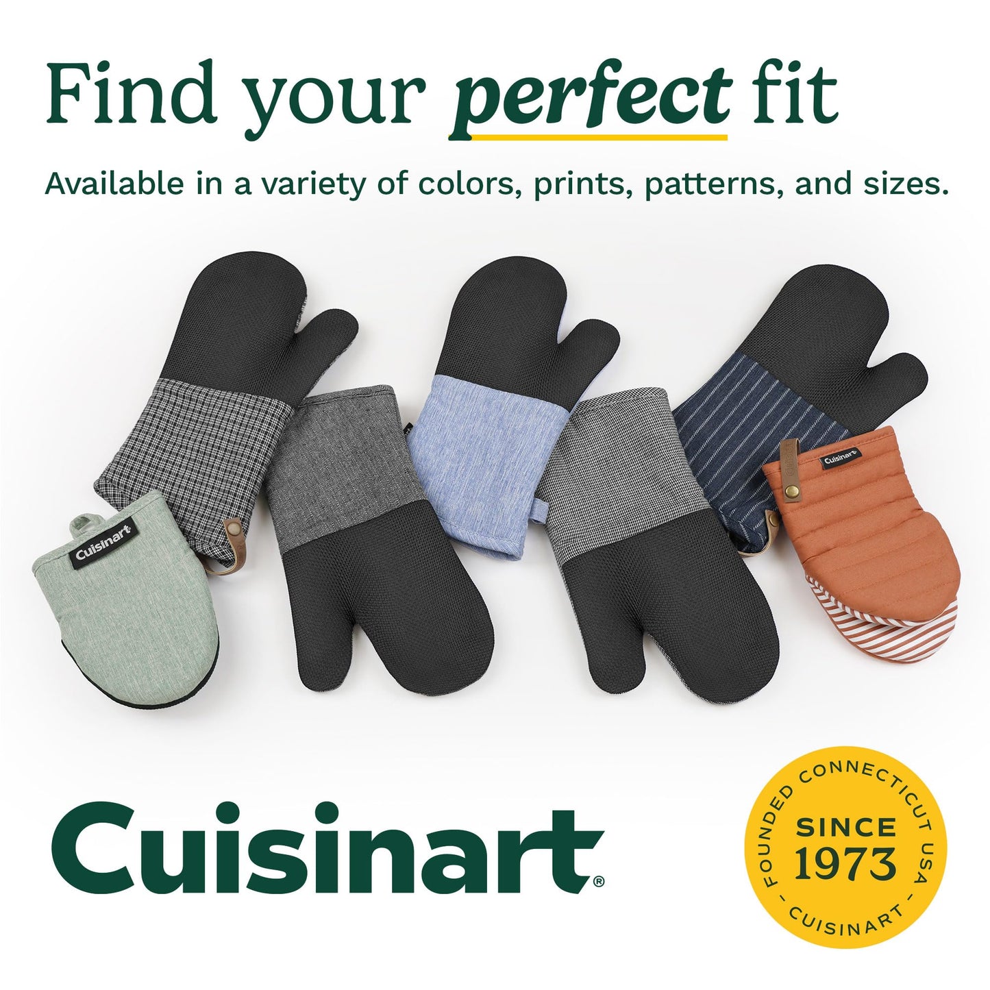 Cuisinart Chambray Mini Oven Mitts - Neoprene Grip, 2 Pack