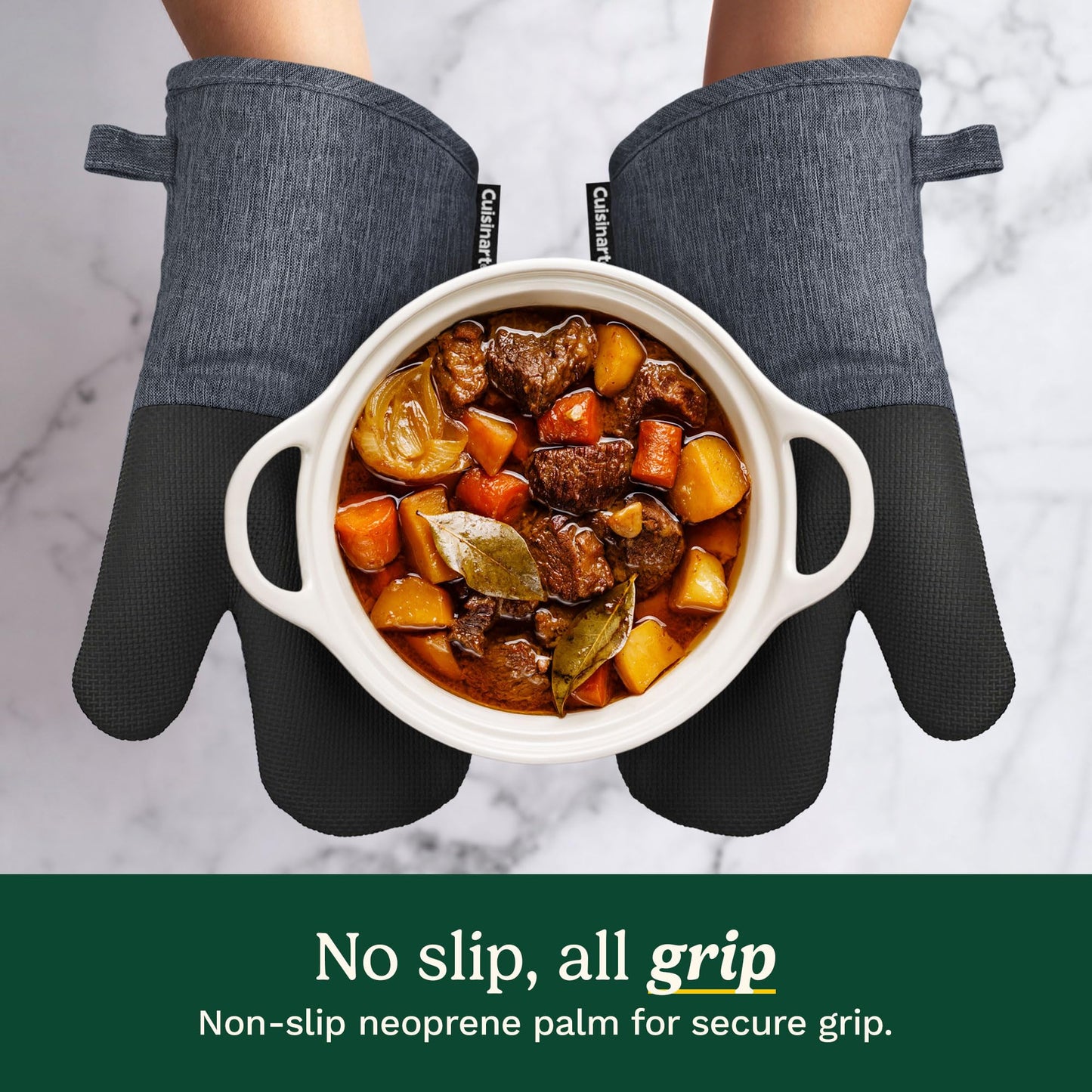 Cuisinart Chambray Oven Mitts - Neoprene Grip, 2 Pack