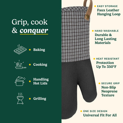 Cuisinart Chambray Oven Mitts - Neoprene Grip, 2 Pack