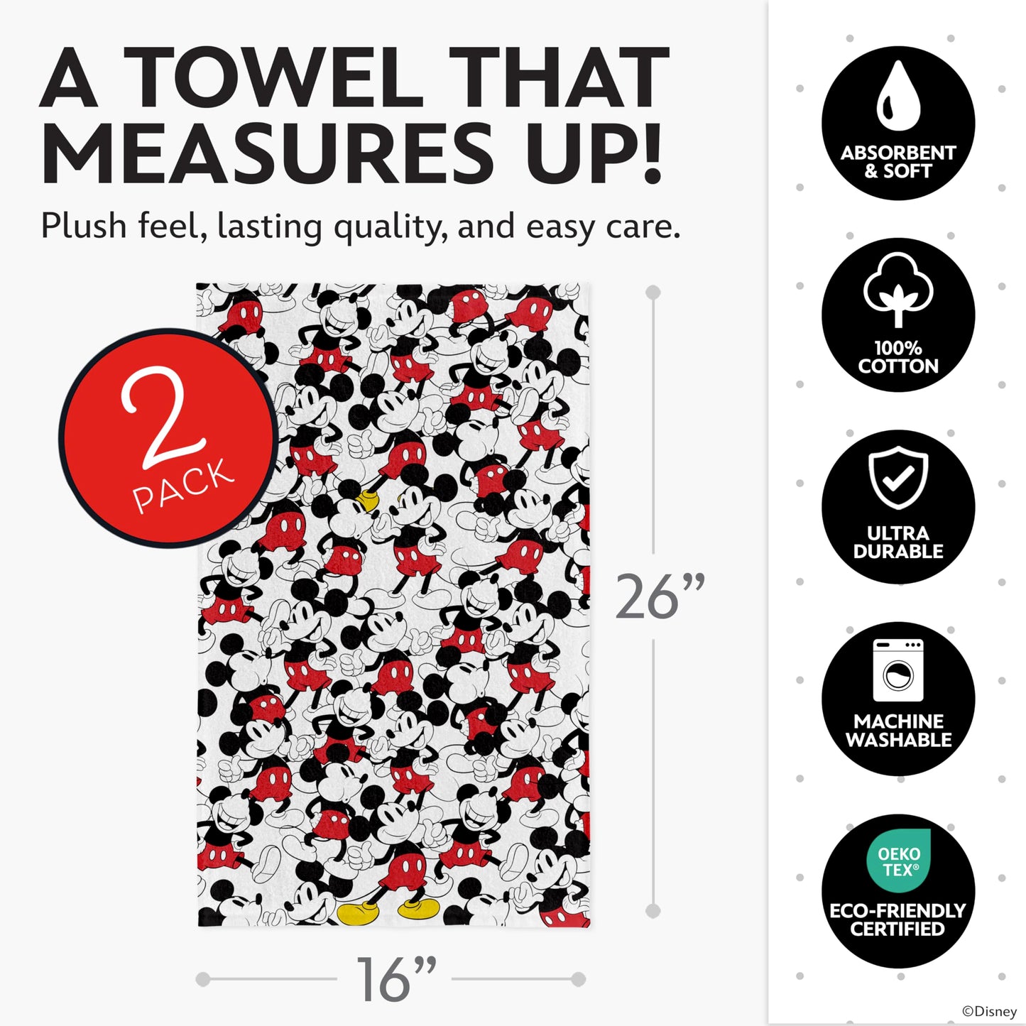 Disney Kitchen Towels - 100% Cotton, 2 Pack