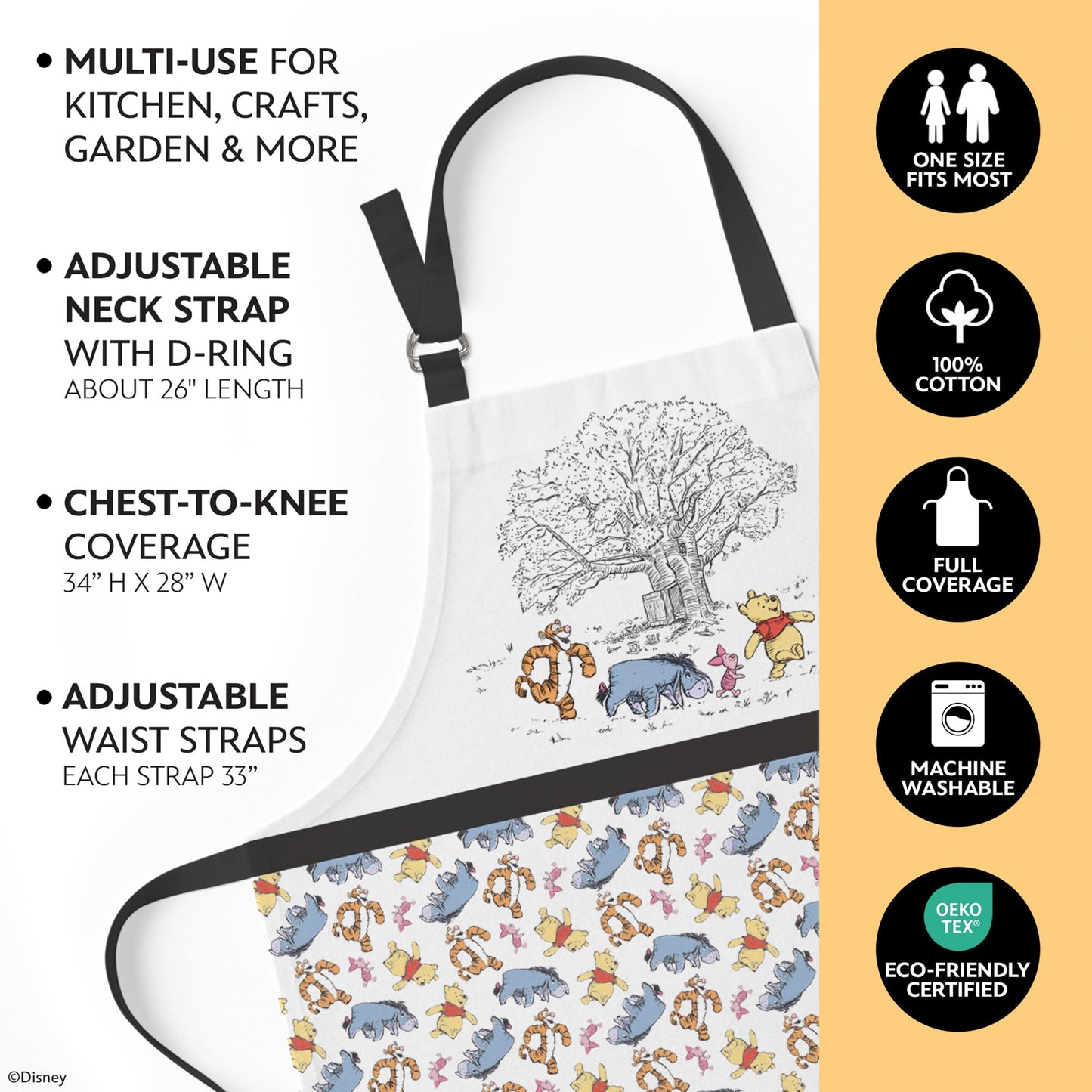 Disney Apron & Mini Oven Mitts Set - 3 Piece Kitchen Bundle