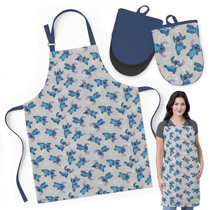 Disney Apron & Mini Oven Mitts Set - 3 Piece Kitchen Bundle