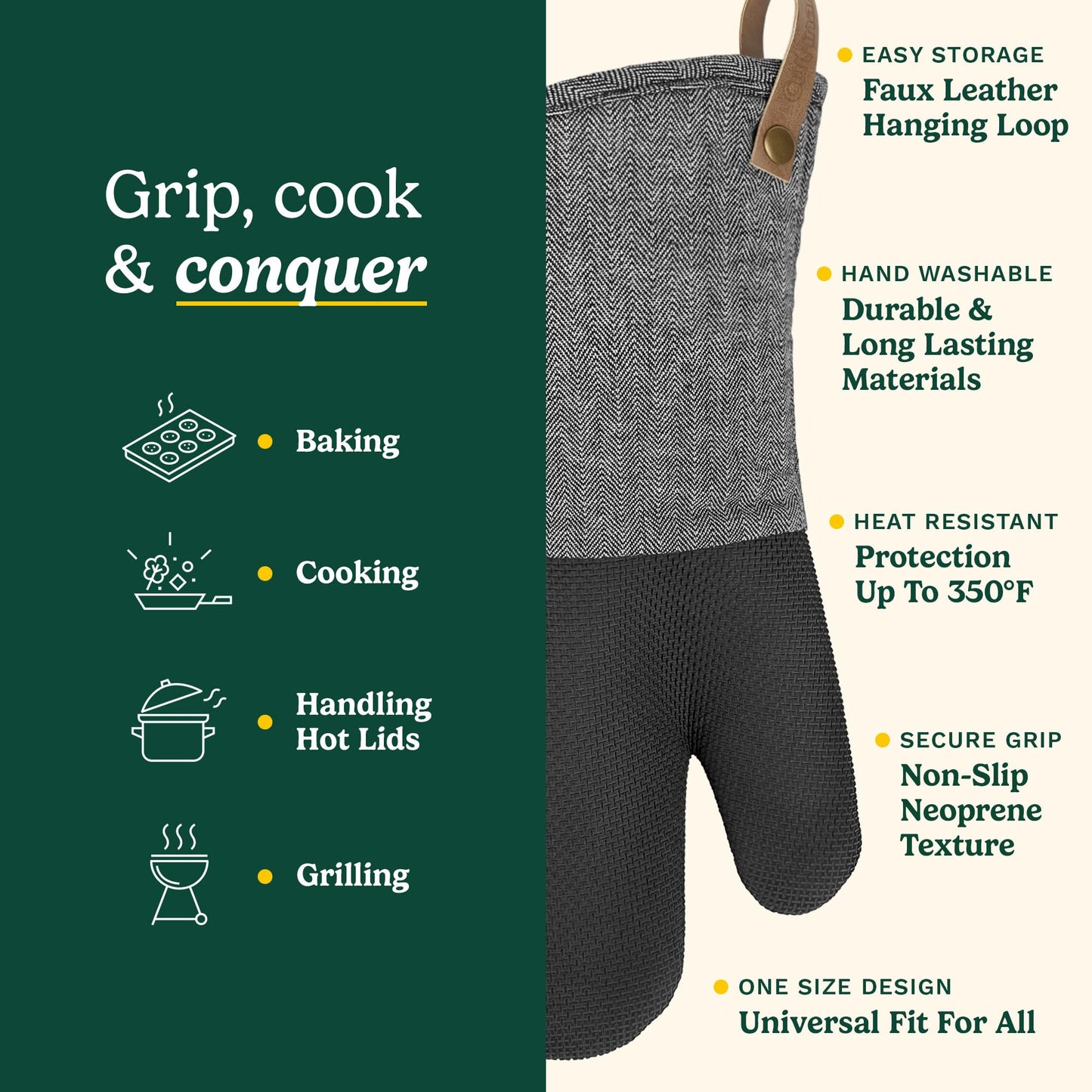 Cuisinart Chambray Oven Mitts - Neoprene Grip, 2 Pack