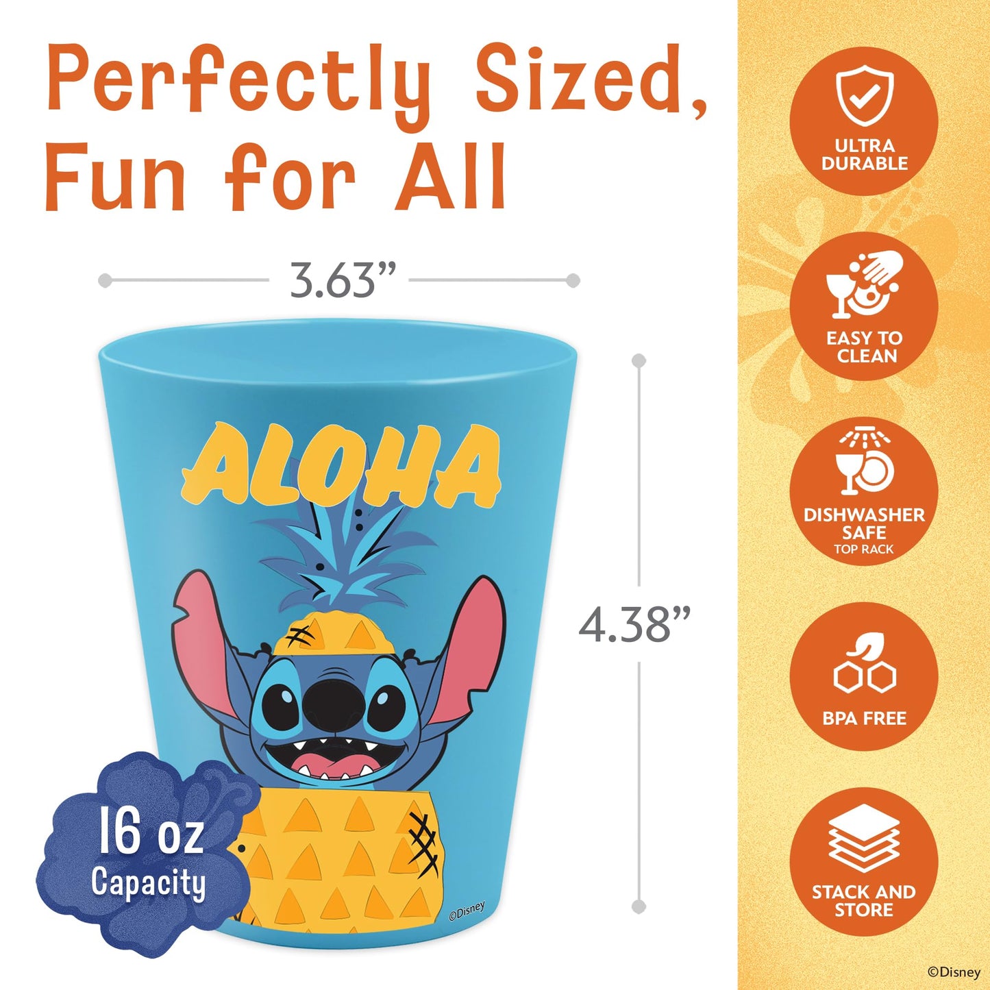 Disney Plastic Cups – 4 Pack 16 oz BPA-Free Stackable Tumblers