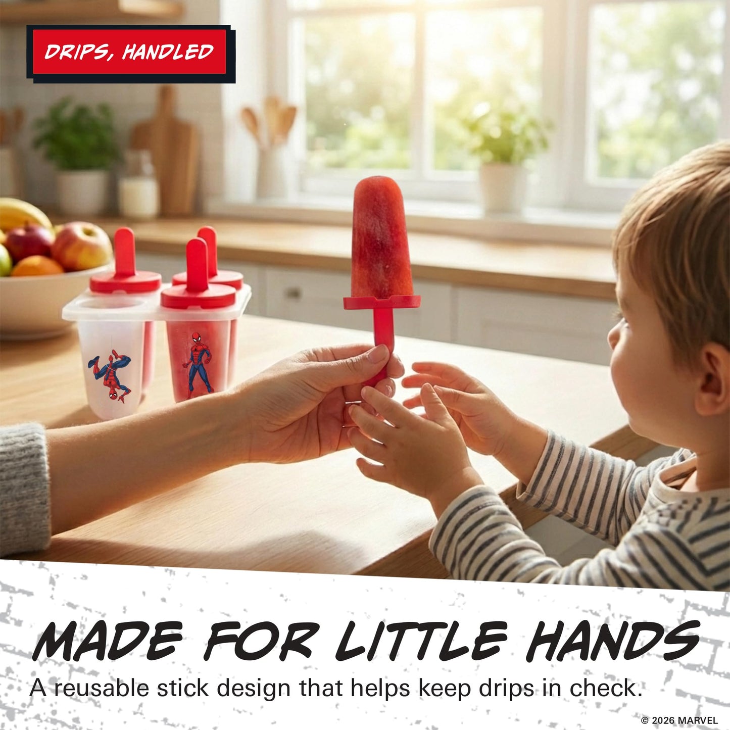 Marvel Spiderman Popsicle Molds - Reusable Ice Pop Mold Set