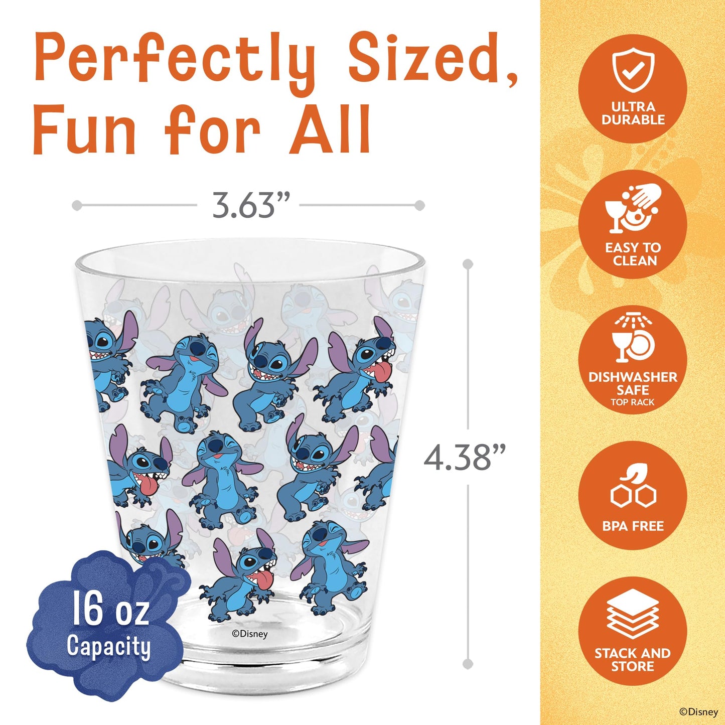 Disney Plastic Cups – 4 Pack 16 oz BPA-Free Stackable Tumblers