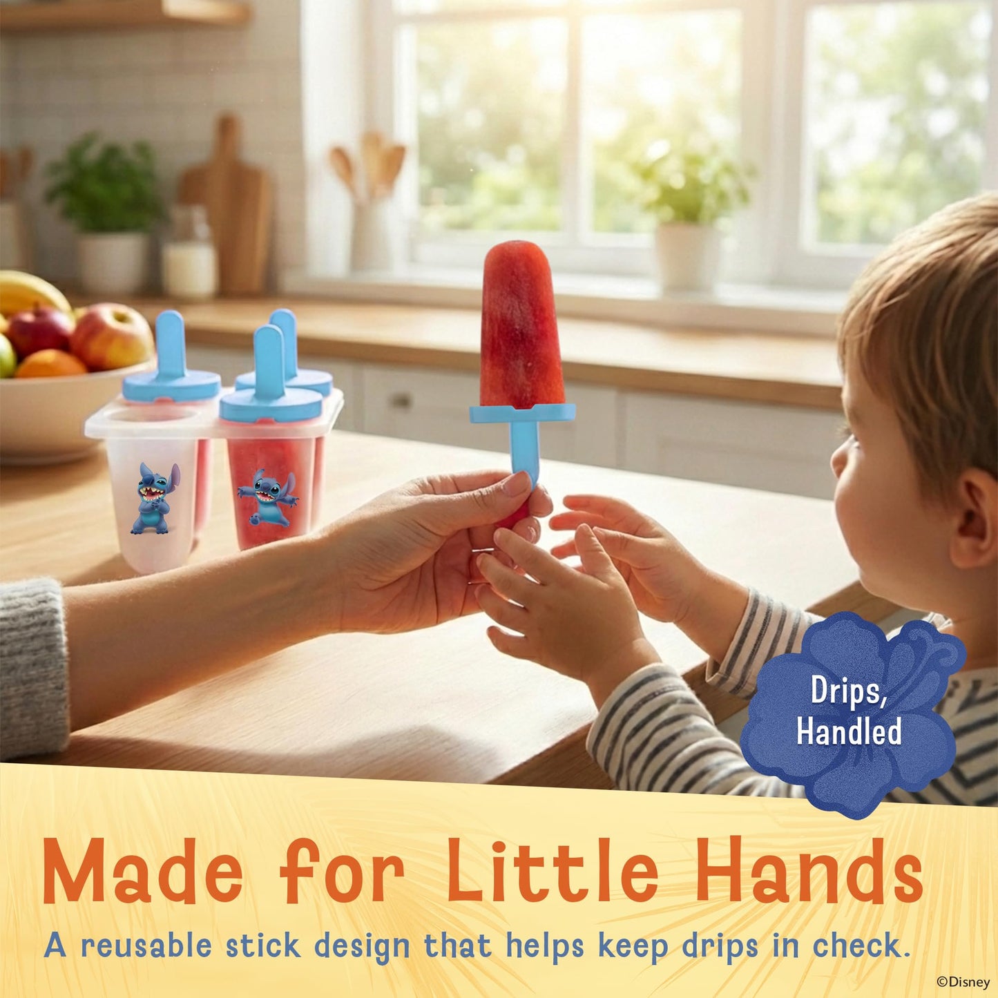 Disney Stitch Popsicle Molds - Reusable Ice Pop Mold Set