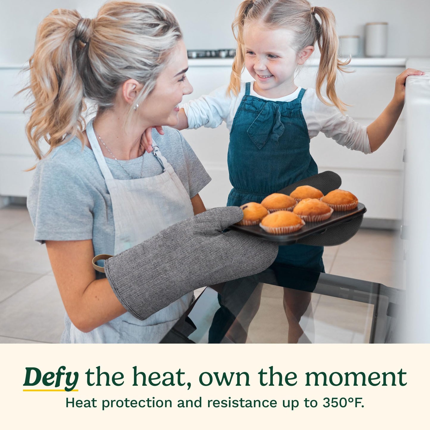 Cuisinart Chambray Oven Mitts - Neoprene Grip, 2 Pack