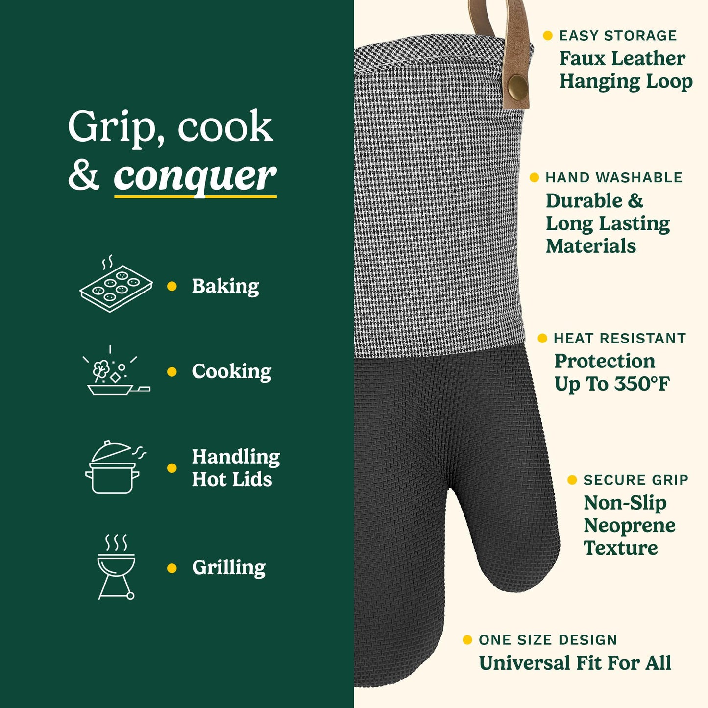 Cuisinart Heritage Oven Mitts - Neoprene Grip, 2 Pack