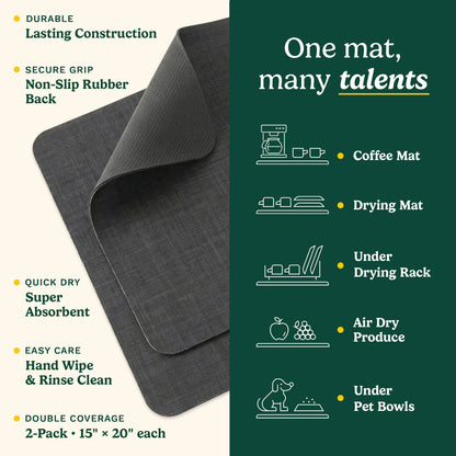 Cuisinart Coffee Bar Mat - Quick-Dry Absorbent, 2 Pack