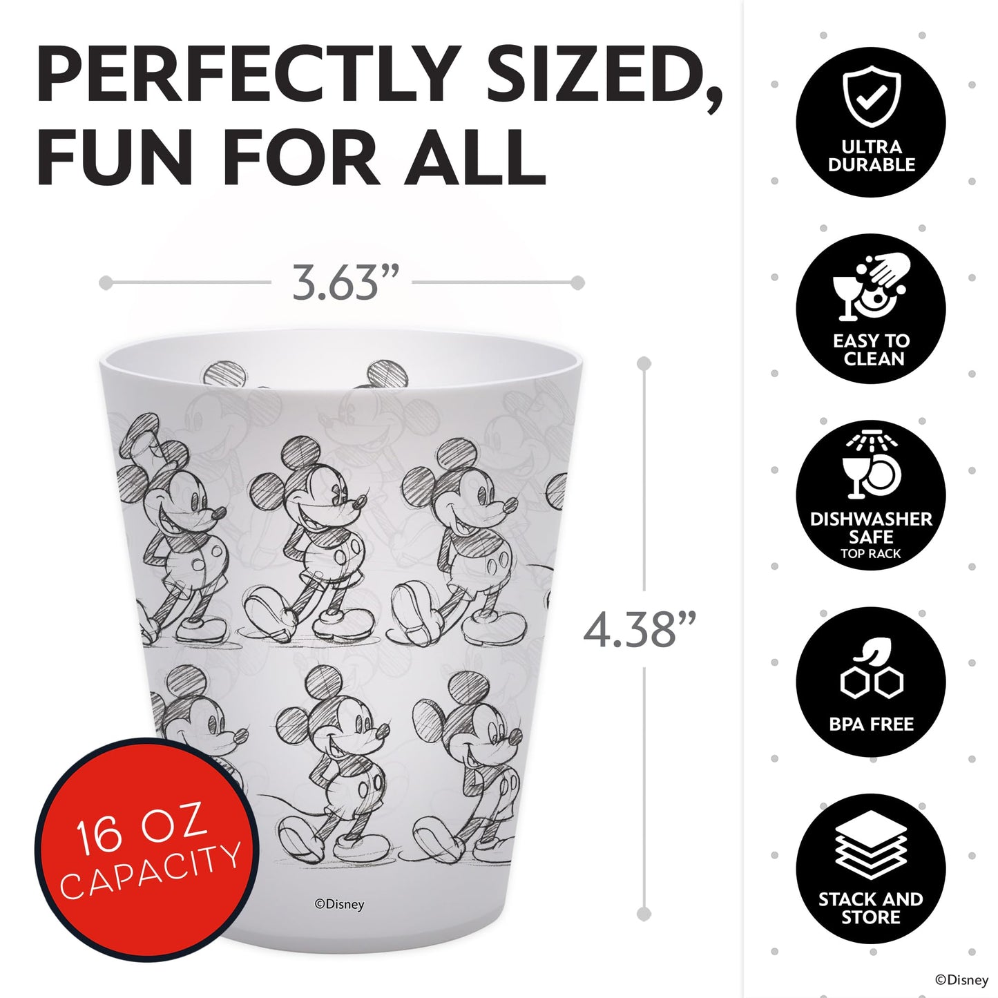 Disney Plastic Cups – 4 Pack 16 oz BPA-Free Stackable Tumblers