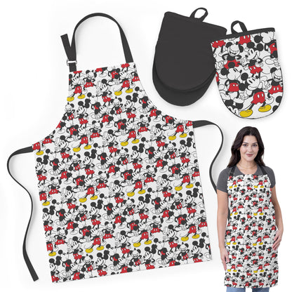Disney Apron & Mini Oven Mitts Set - 3 Piece Kitchen Bundle