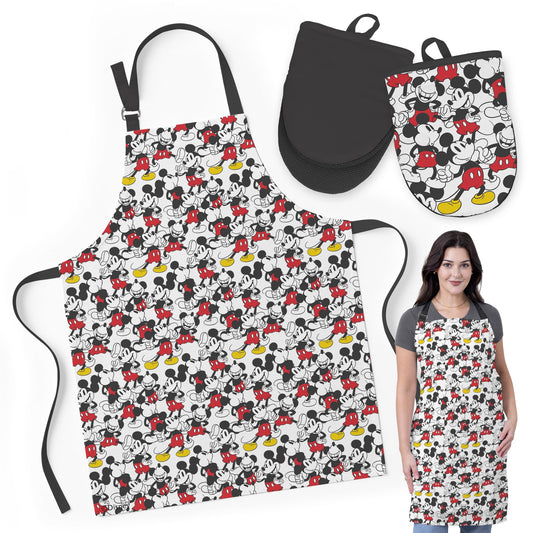 Disney Apron & Mini Oven Mitts Set - 3 Piece Kitchen Bundle