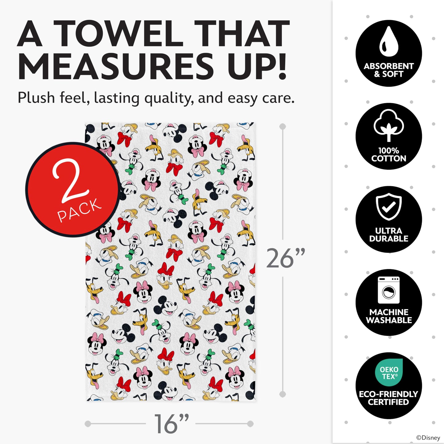 Disney Kitchen Towels - 100% Cotton, 2 Pack