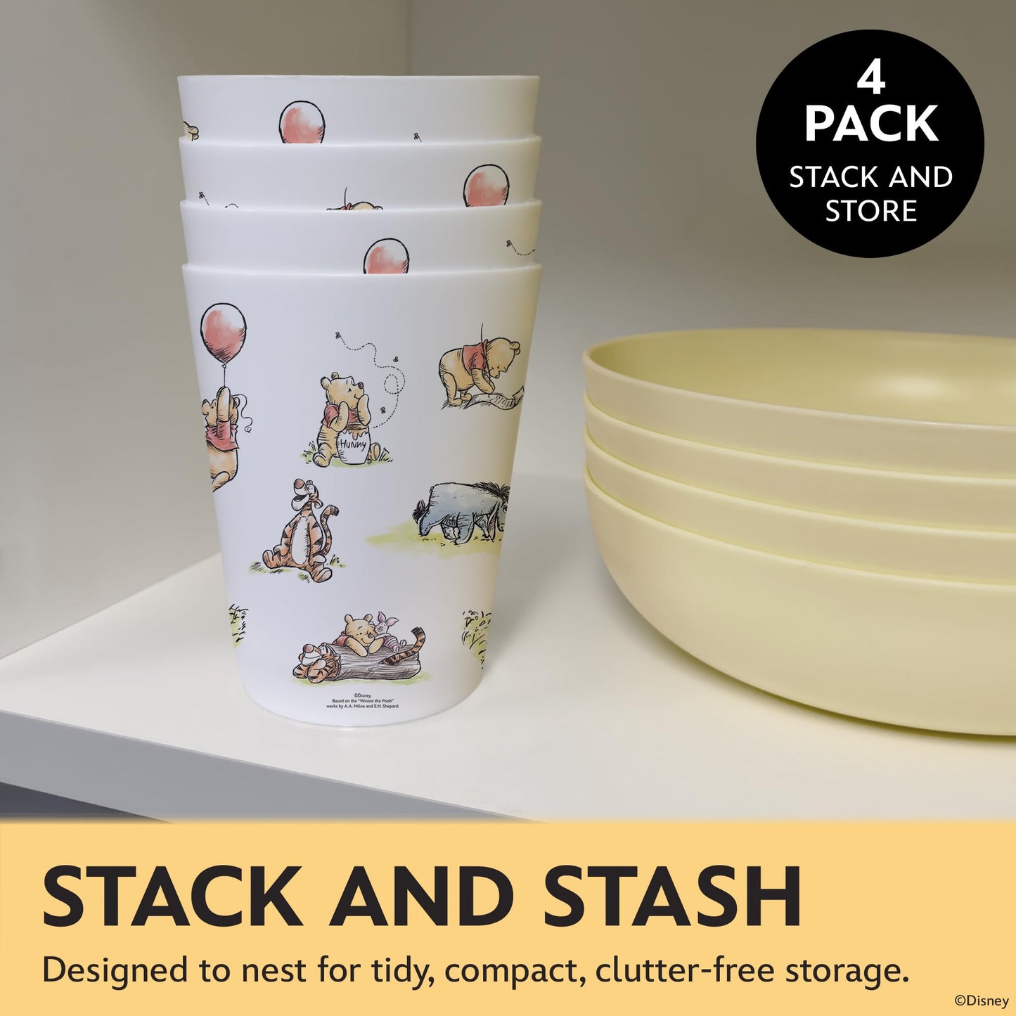 Disney Plastic Cups – 4 Pack 16 oz BPA-Free Stackable Tumblers