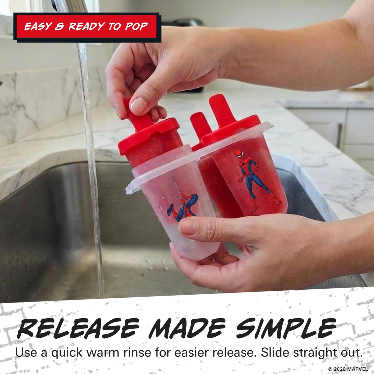 Marvel Spiderman Popsicle Molds - Reusable Ice Pop Mold Set