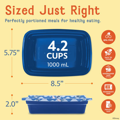 Disney Meal Prep Containers - 20 Piece Reusable Set with Lids