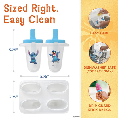 Disney Stitch Popsicle Molds - Reusable Ice Pop Mold Set