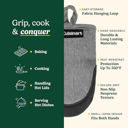 Cuisinart Chambray Mini Oven Mitts - Neoprene Grip, 2 Pack