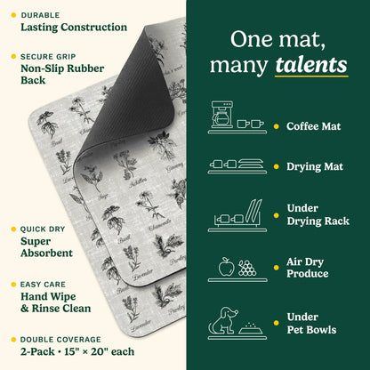 Cuisinart Coffee Bar Mat - Quick-Dry Absorbent, 2 Pack