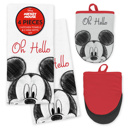 Disney Kitchen Towels & Mini Mitts Set - 4 Piece Bundle