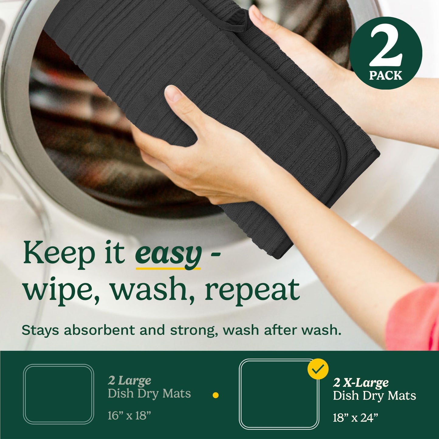 Cuisinart XL Dish Drying Mats - Ultra Absorbent, 2 Pack