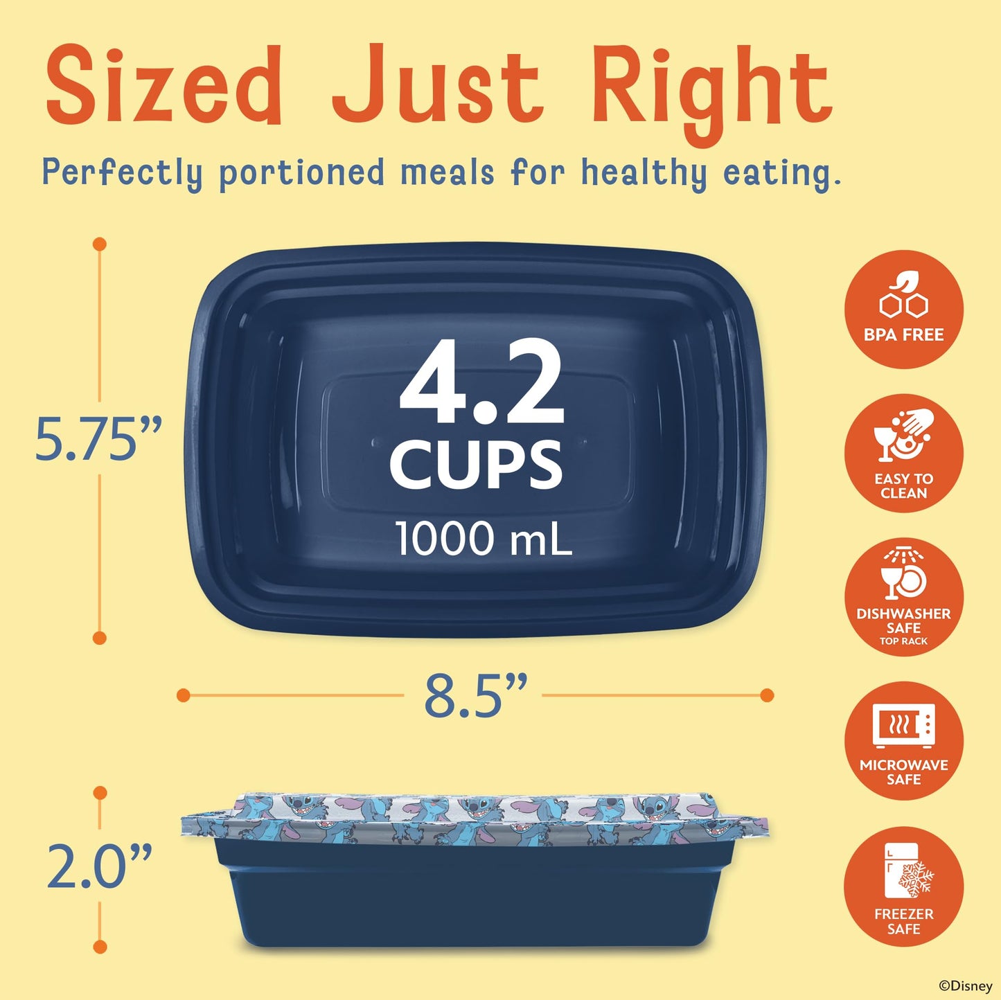 Disney Meal Prep Containers - 20 Piece Reusable Set with Lids