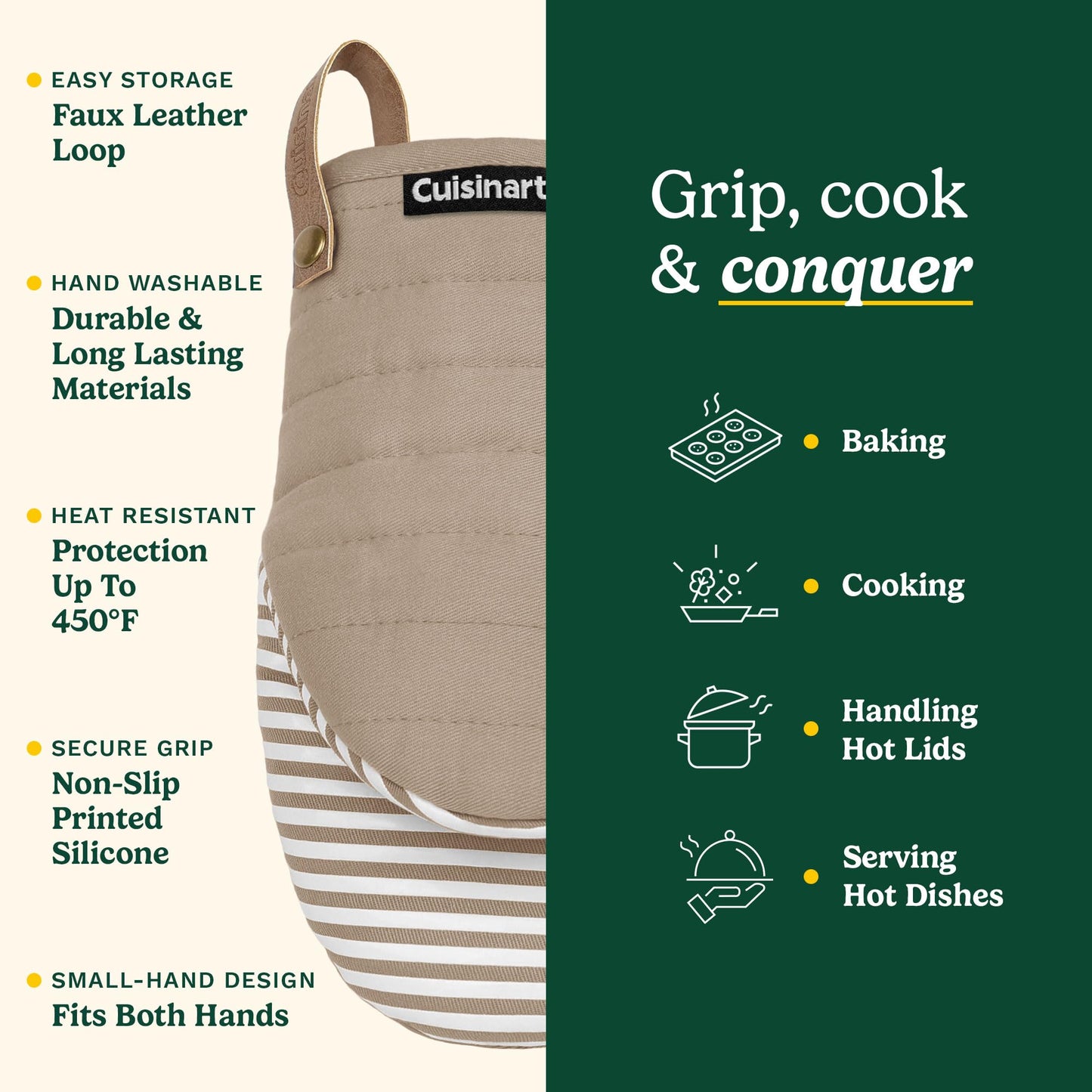 Cuisinart Horizon Mini Oven Mitts - Silicone Grip, 2 Pack