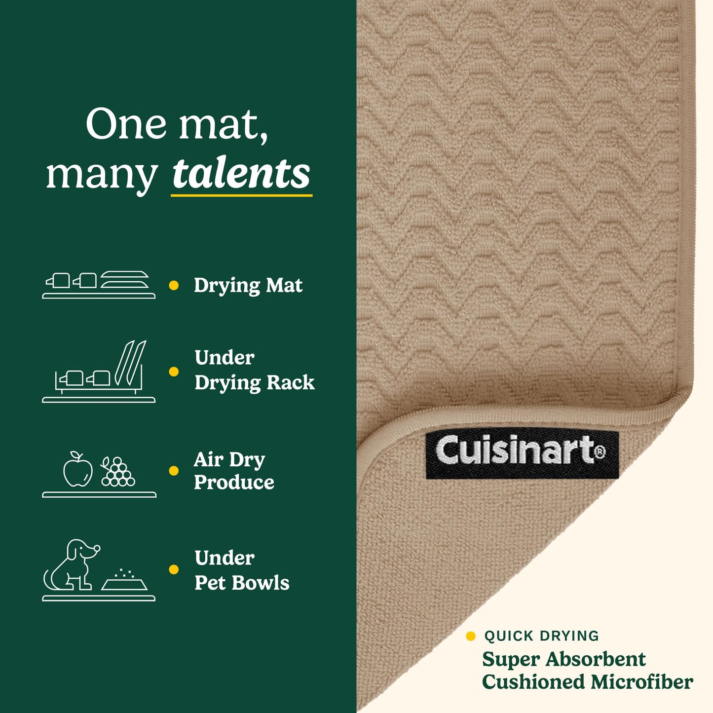 Cuisinart XL Dish Drying Mats - Ultra Absorbent, 2 Pack
