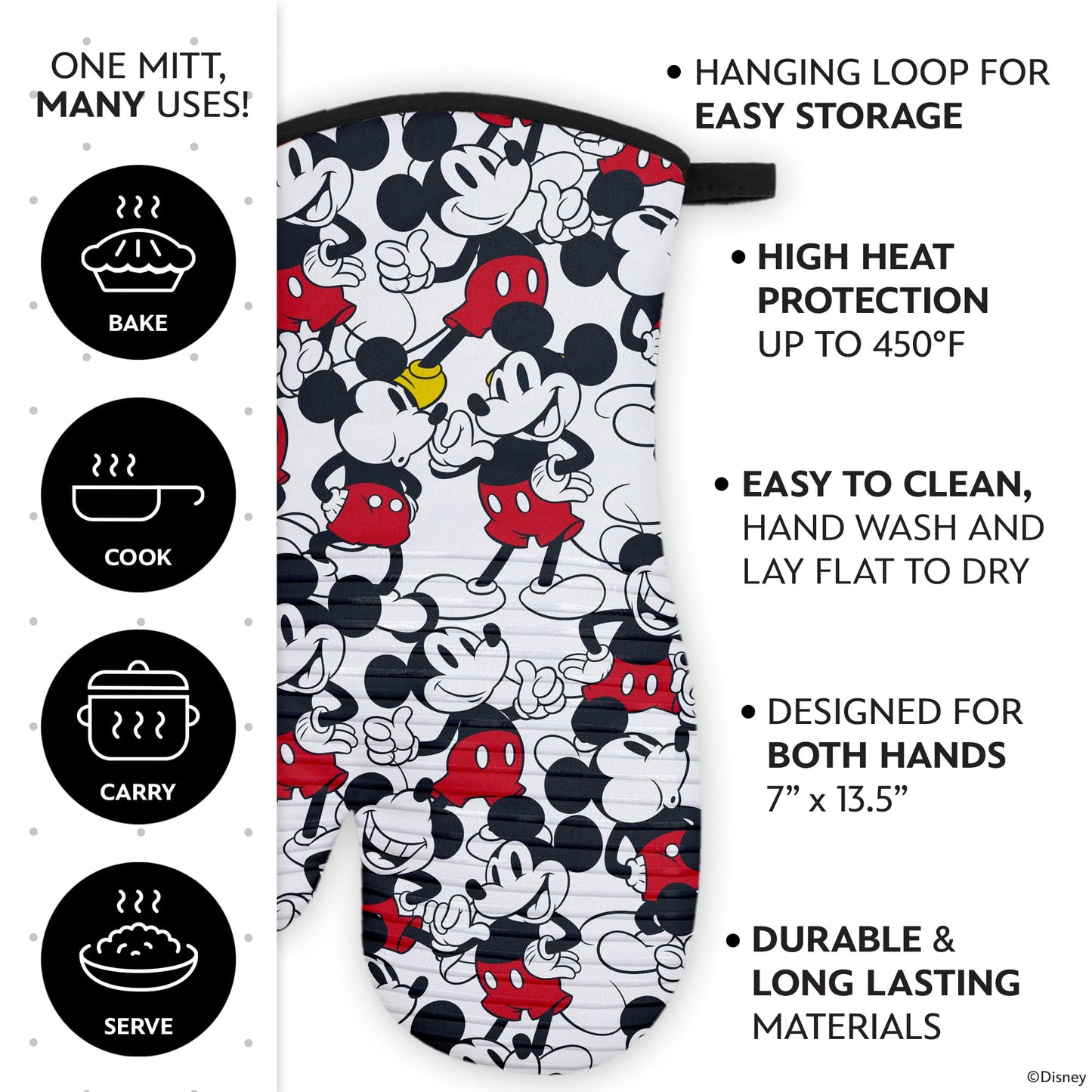 Disney Oven Mitts – Heat Resistant Silicone Grip, 2 Pack