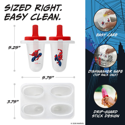 Marvel Spiderman Popsicle Molds - Reusable Ice Pop Mold Set
