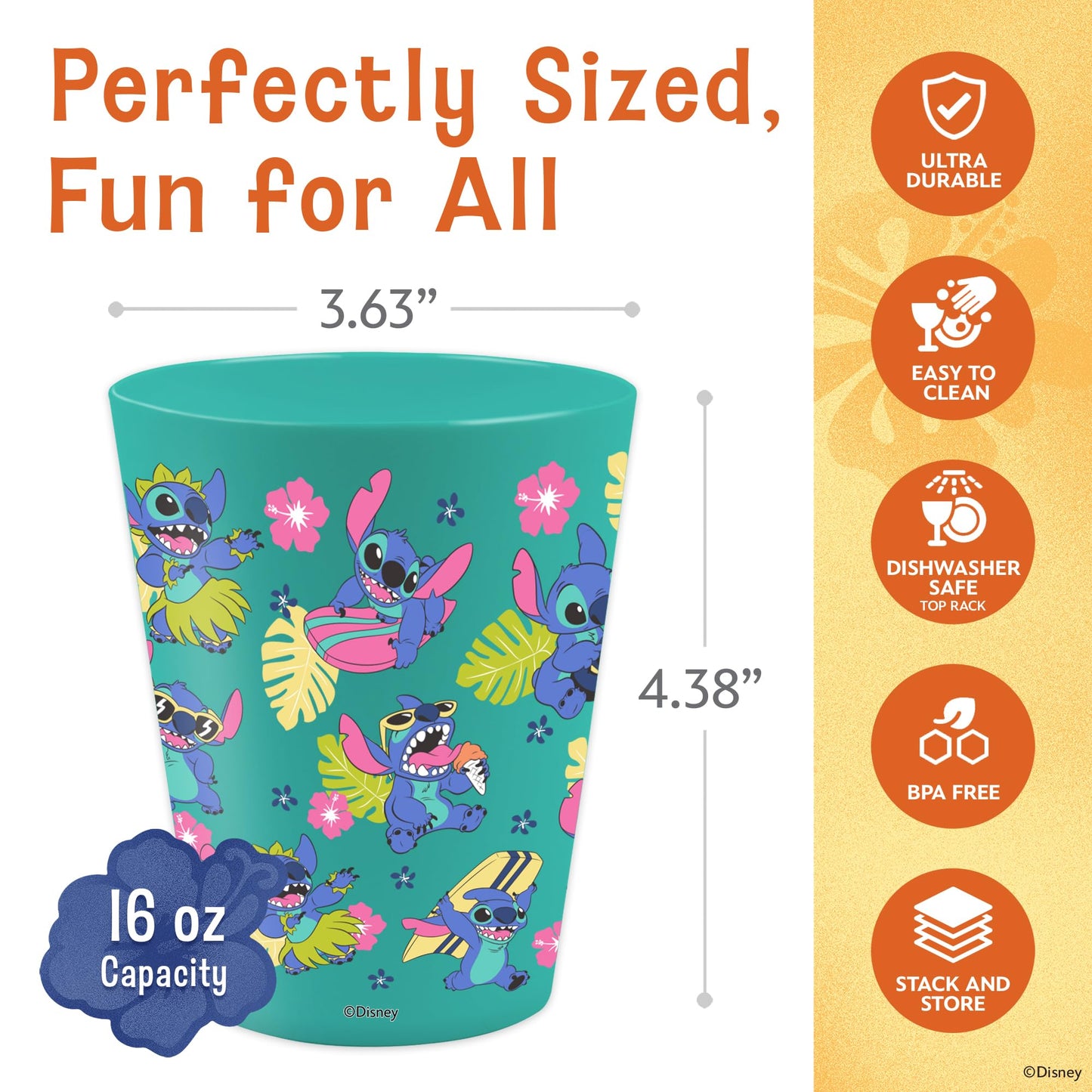 Disney Plastic Cups – 4 Pack 16 oz BPA-Free Stackable Tumblers