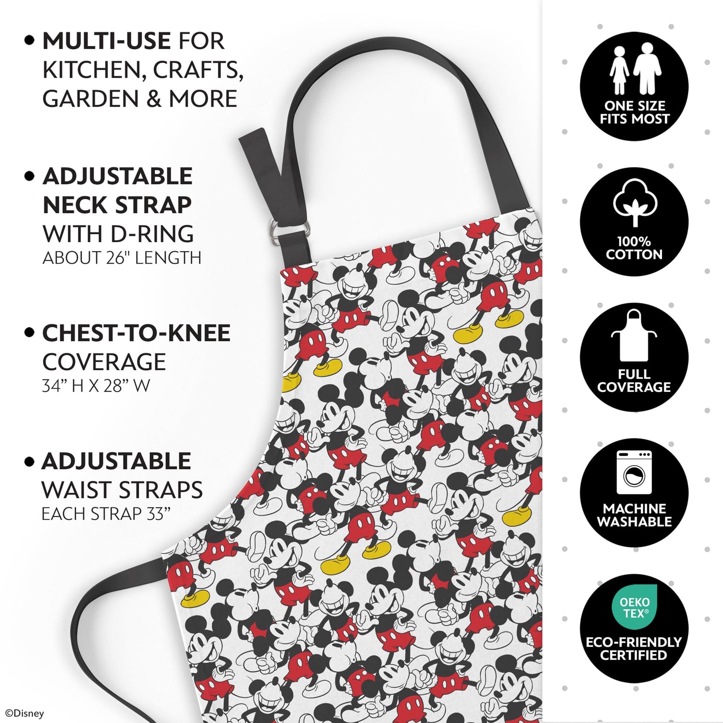 Disney Apron & Mini Oven Mitts Set - 3 Piece Kitchen Bundle