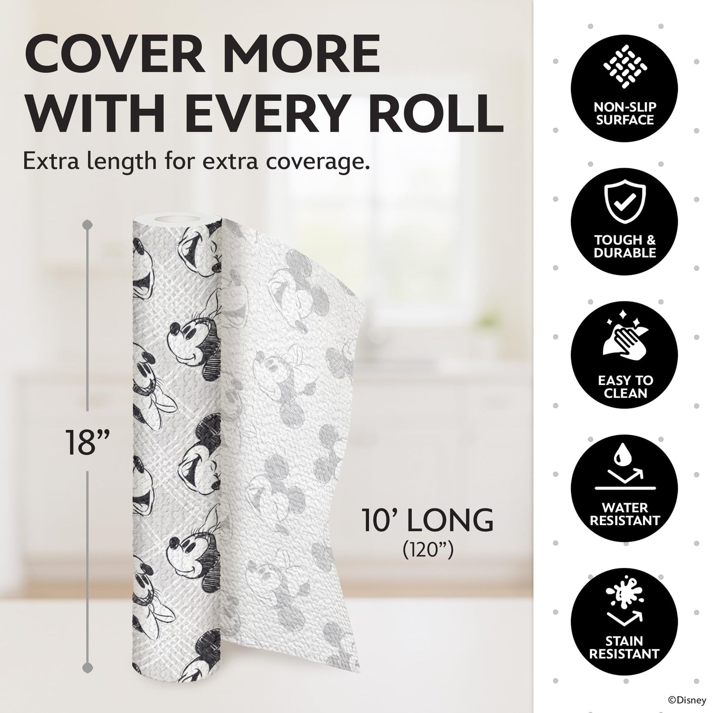 Disney Shelf & Drawer Liner - Non-Slip, No Adhesive