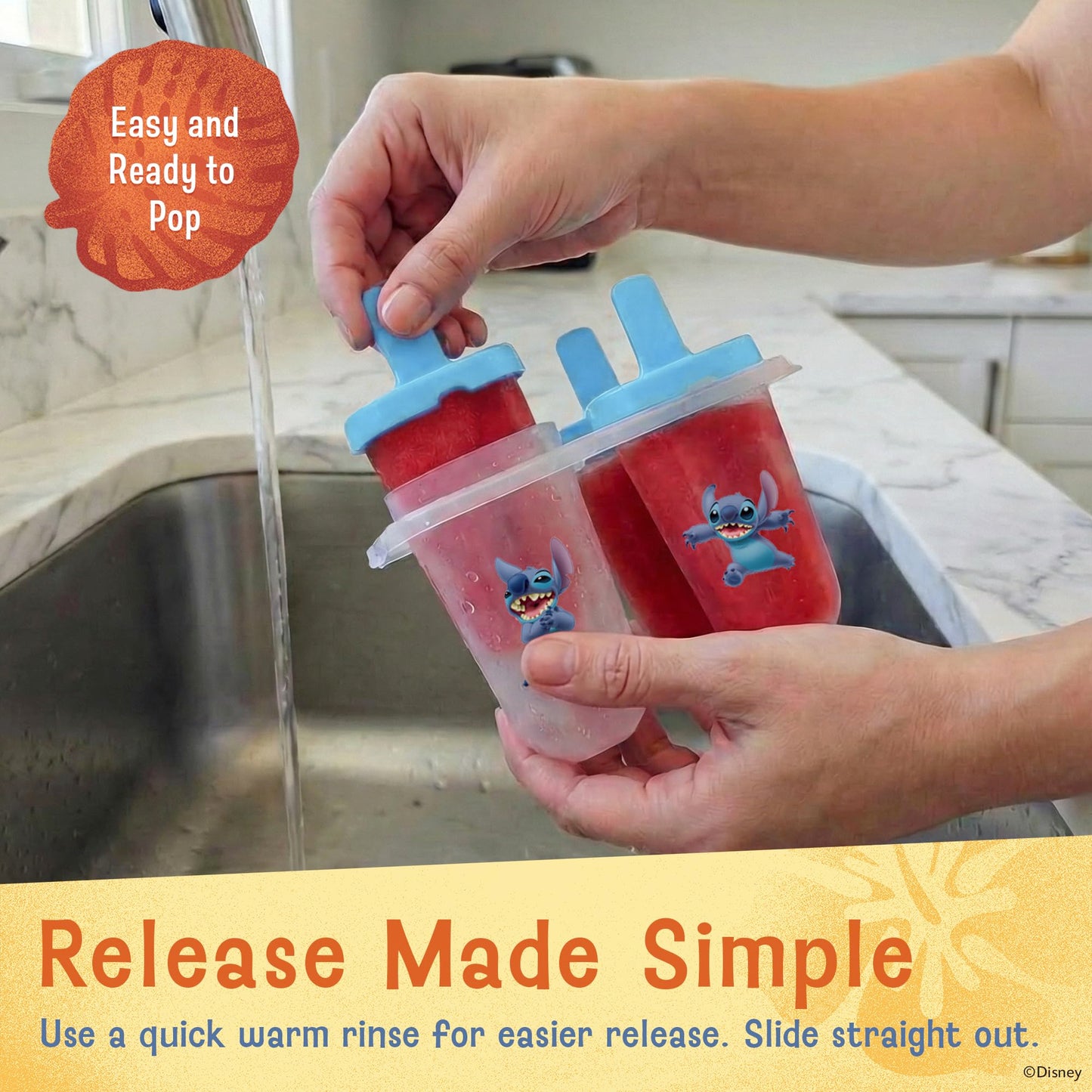 Disney Stitch Popsicle Molds - Reusable Ice Pop Mold Set