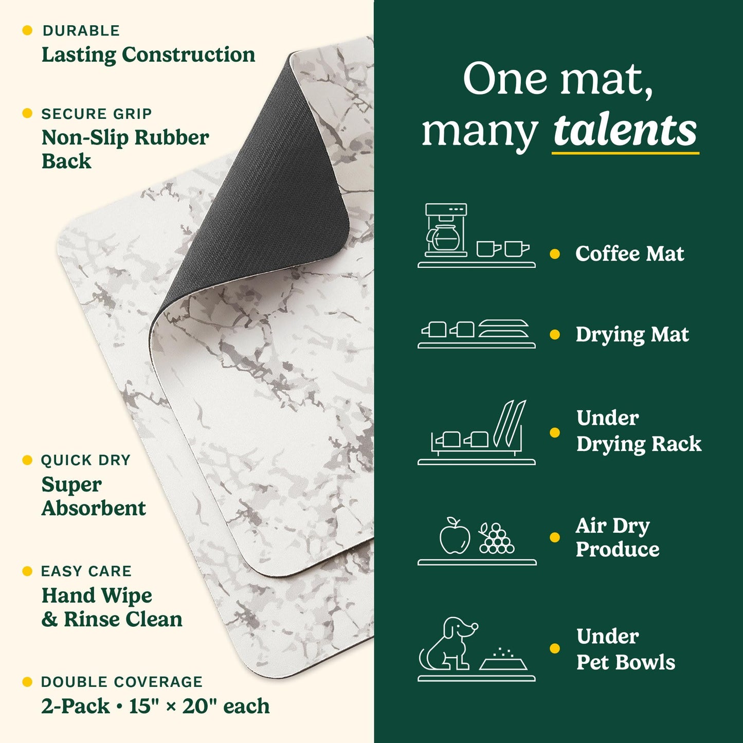 Cuisinart Coffee Bar Mat - Quick-Dry Absorbent, 2 Pack