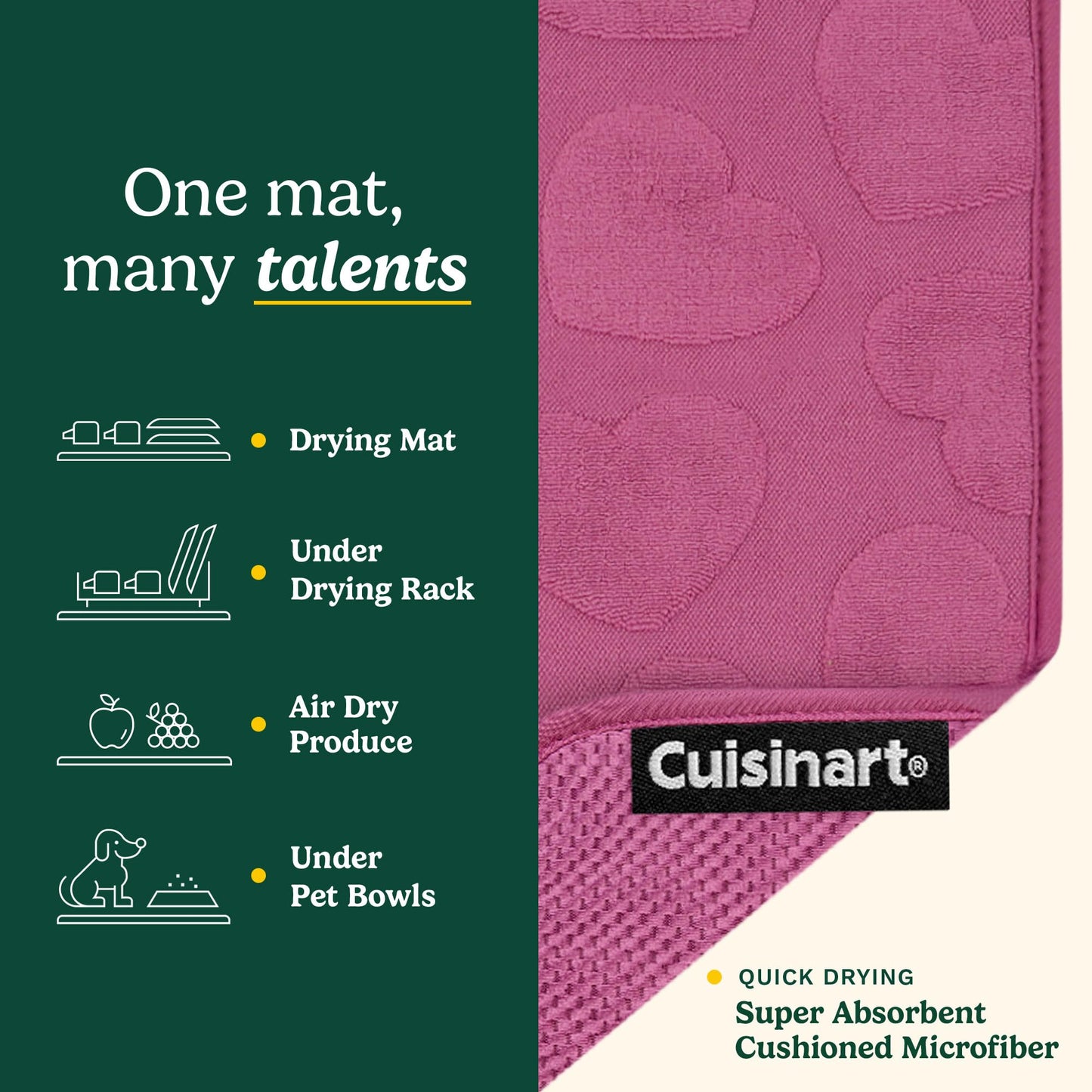 Cuisinart XL Dish Drying Mats - Ultra Absorbent, 2 Pack