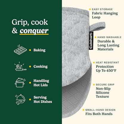 Cuisinart ShieldPro Mini Oven Mitts - Silicone Grip, 2 Pack