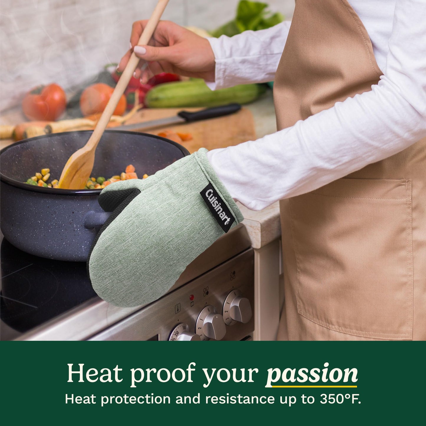 Cuisinart Chambray Mini Oven Mitts - Neoprene Grip, 2 Pack